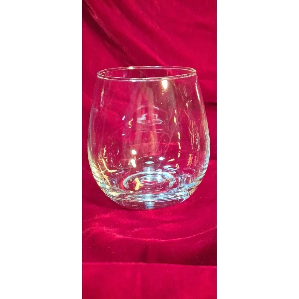 Set of 3 Stemless Wine Glasses Clear Glass Tumblers Modern Barware 15oz